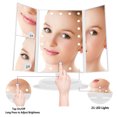 thumbnail image 4 of Lighted Makeup Mirror with 21 LED Lights, Make Up Vanity Mirror with 3X/2X/1X Magnification and Touch Screen, Cosmetic Trifold Table Eye Magnifying Makeup Mirror, 4 of 8