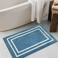 thumbnail image 5 of Bath Mats for Bathroom Floor, Cozy Microfiber Small Bath Rug, Water Absorbing Anti Slip Machine Wash Floor Rug, Modern Geometric Blue Shower Rug for Vanity Toilet Washroom, 20x31 inch, 5 of 6