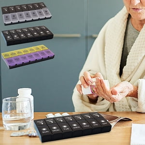 Sentmoon Pill Organizer Medicine Pill Organizer Pills Storage Boxfor Matin Après-midi et soirée boîte d'emballage grande capacité 7-day Boîte d'emballage pour petit distributeur portable d'une semaine