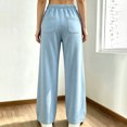thumbnail image 4 of Kttectoa Pants for Women Wide Leg Drawsting Waist Loose Corduroy Pants Solid Fill Length with Pockets Casual Lounge Fall Winter, 4 of 5