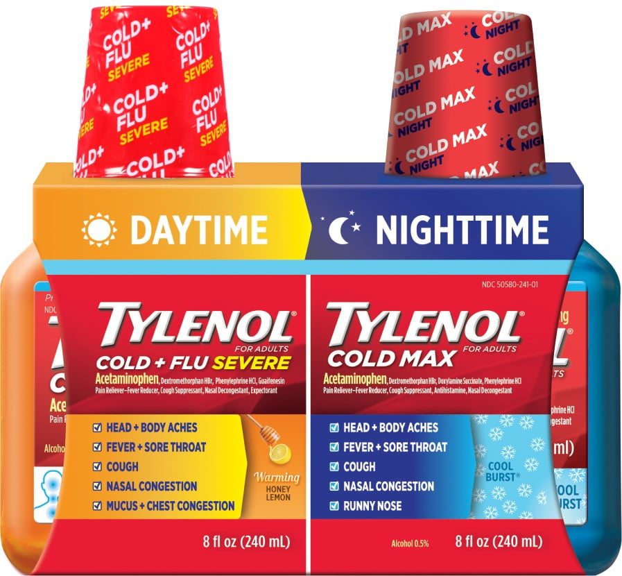 Does tylenol cold and flu severe night make you sleepy Tylenol Daytime Cold Flu Severe With Nighttime Cold Max 8 Oz 2 Pack Walmart Com Walmart Com