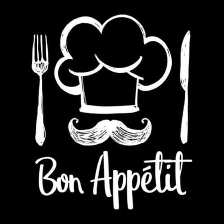 Napkin/Luncheon -  Chef Black Bon Appetit  - White Design on Black Background