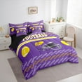 thumbnail image 3 of Homewish Boys Rugby Sports Bedding Comforter Set 7pcs, Purple Yellow Football Helmet Queen Bedding Sets, Eat Sleep Soccer Reversible Queen Sheet Sets, Breathable Home Decor, 3 of 7