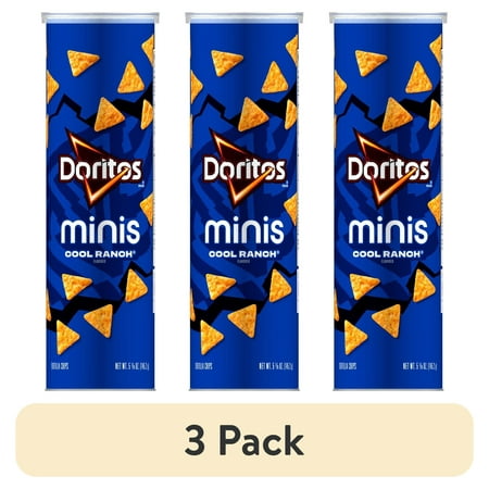 (3 pack) Doritos Minis Tortilla Chips Cool Ranch Flavored, 5.125 oz, Canister