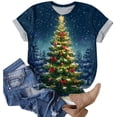 thumbnail image 6 of larppty Christmas Tshirts for Women 2025 Christmas Shirts Xmas Holiday Party Short Sleeve Pullover Tops (Blue, L), 6 of 6