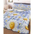 thumbnail image 3 of Quilts Twin Size Bedding Set, Spring White Daisy Lightweight Quilted Comforter, Farmhouse Floral Blue Purple Plaid Soft Reversible Bedspread Coverlet with Pillow Covers for All Season, 68" x 86", 3 of 7