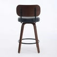 thumbnail image 5 of Yardi Yarda Swivel Bar Stools Set of 2, 26" Upholstered Faux Leather Counter Height Barstools with Walnut Back & Bentwood Legs, Mid Century Modern Bar Chairs, Black, 5 of 14