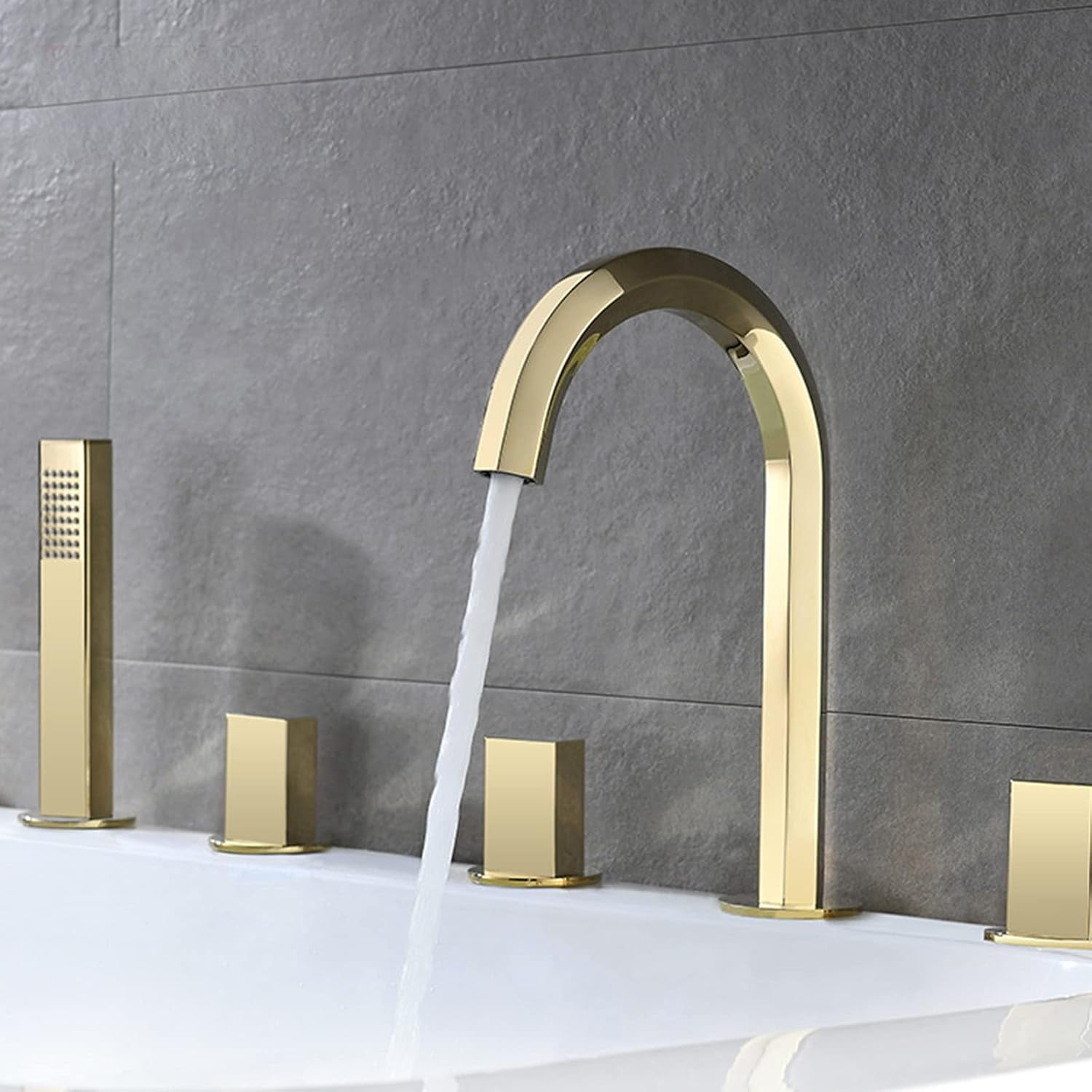 Five-Piece Bathtub Faucet Bathroom Basin Faucet, Washbasin Hot and Cold Water Mixer Tap, Copper Split Type Bathtub Shower Faucet Set, Electroplating,A