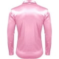 thumbnail image 3 of Mens Silk Shirts Long Sleeve-Luxury Shiny Silk Satin Party Dress Shirt Button Up Casual Muscle Fit for Men(Pink,M), 3 of 5