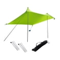 thumbnail image 3 of Toldo de playa con protección solar, cuerdas resistentes al viento, aislamiento térmico, refugio solar exterior con 2 postes para artículos esenciales Verde, 3 of 8