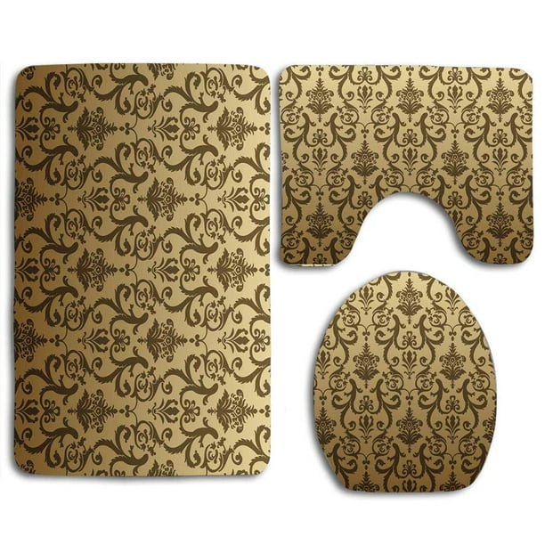 Pudmad Victorian Vintage Ancient Times Classic Floral Leaf Like Cream Tan Umber 3 Piece Bathroom Rugs Set Bath Rug Contour Mat And Toilet Lid Cover Walmart Com Walmart Com