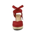 thumbnail image 6 of Unique Bargains Women's Espadrille Platform Wedge Heel Lace Up Sandals, 6 of 7