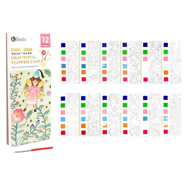 12 hojas de libros de dibujo para colorear, material no tóxico para juguetes de niños (hada de las flores) JShteea libre de BPA