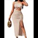 thumbnail image 3 of Vestido Sin Mangas con Abertura en el Hombro Color Albaricoque L, 3 of 10