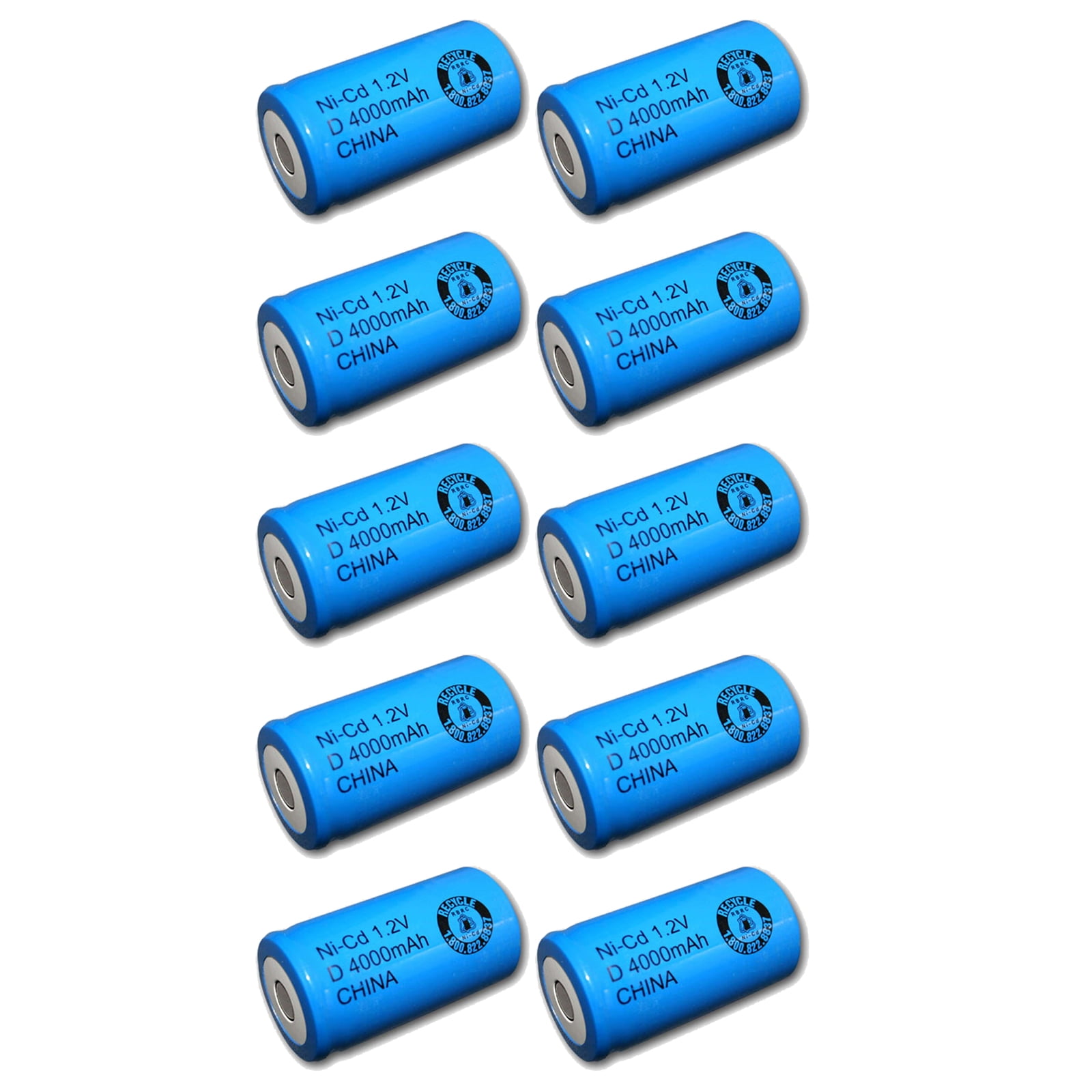 10x Exell 1.2V 4000mAh NiCD D Rechargeable Battery Flat Top Cell FAST