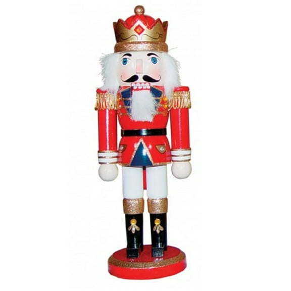Red King with Crown Wooden Christmas Nutcracker 10 Inch