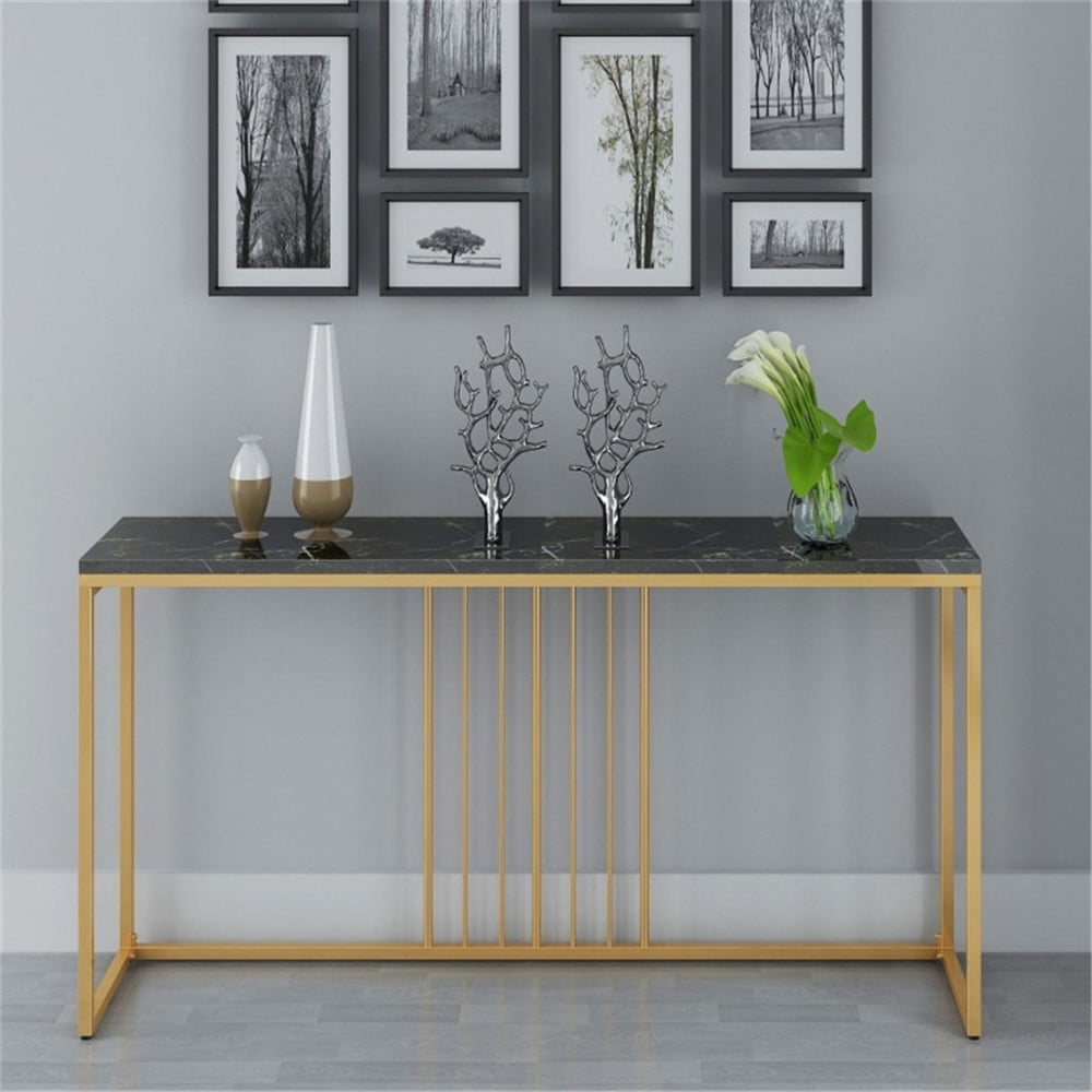 Wisfor Sintered Stone Console Table Slim Narrow Hallway Tablefor Living Room Entryway,Black 47.2x11.8x30.9 inch