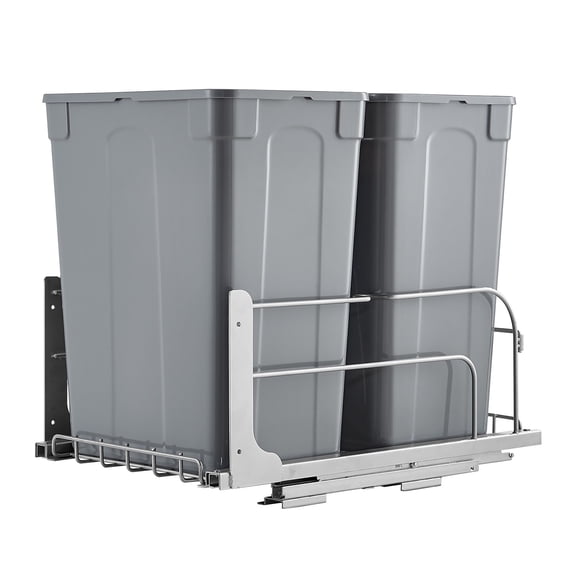Premium Pullout Waste Container Kitchen Trash Can With Soft Close Grey 35QTx2