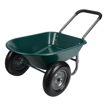 LIVINGbasics Wheelbarrow Garden Dump Cart 5 Cubic Foot Poly Tray ...