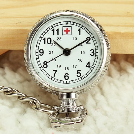 Large Face Nurses Pocket Fob Watch on a Bar with Brooch Chain Back ...