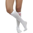 thumbnail image 6 of ToBeInStyle Women's Opaque Knee High w/ Plaid Satin Bow - White/Red/White, 6 of 6