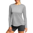 thumbnail image 2 of NinXxx Women's Long Sleeve Sun Tee Breathable Wicking Workout Top Silver M, 2 of 4