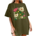 thumbnail image 4 of Njoeus Workout Tops Women Custom T Shirts Womens Casual Oversized T-Shirt Trendy Cute Floral Tops Summer Workout Shirts Loose Funny Flowers Graphic Tees Women Teen Girls Womens Summer&nbsp;Outfits, 4 of 5