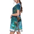 thumbnail image 2 of Disketp Tropical Paradise Window View para Vestido de Manga Corta para Mujeres, Vestidos de Verano para Mujeres, Casual y Holgado para la Playa, 2 of 6