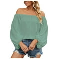 thumbnail image 2 of Babysbule Womens Tops Fashion Fashion Womens Tops Long Sleeve Cold Shoulder Solid Blouse Shirt T-Shirt Tops, 2 of 8