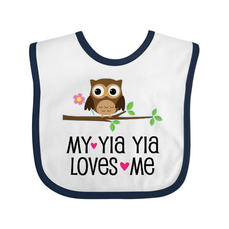 

Inktastic Yia Yia Loves Me Granddaughter Owl Gift Baby Girl Bib