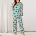 thumbnail image 6 of Rateoe Christmas Dachshund Pattern Womens Pajamas Set Long Sleeve Sleepwear Button Down Nightwear Soft Cotton Pj Lounge Sets, 6 of 9