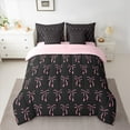 thumbnail image 2 of Manfei Black Pink Bowknot Twin Bedding Sets 7-Piece for Kids, Cute Princess Bow Bedding Comforter Set, Kawaii Cartoon Bow-tie Reversible Sheet Sets, Super Cozy Room Decor, 2 of 7
