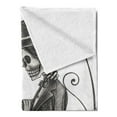 thumbnail image 2 of Day of the Dead Soft Flannel Fleece Throw Blanket, Love Skull Skeleton Marriage Eternal Love Theme Spanish Art, Cozy Plush for Indoor and Outdoor Use, 50" x 60", Dimgrey and White, by Ambesonne, 2 of 5