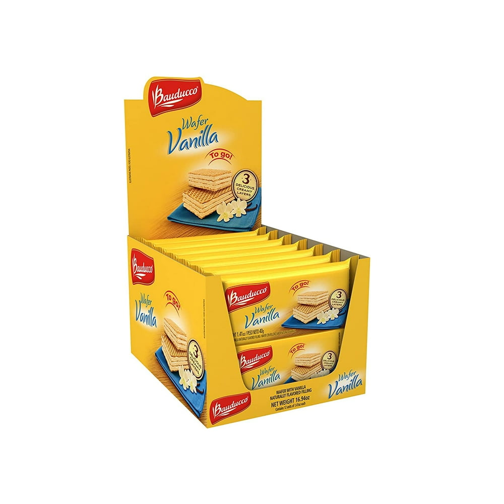 Pack of 12 Bauducco Mini Wafer Cookies Vanilla, Delicious & Crispy