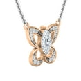 thumbnail image 2 of Dazzlingrock Collection 8X4mmMarquise Lab Created White Sapphire & Round Natural White Diamond Butterfly Pendant with 18 Inch Gold Chain for Women in 18K Rose Gold, 2 of 4