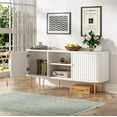 thumbnail image 5 of ARTPOWER 55” Fluted TV Stand, Mid Century Modern White TV Stand for 55/60/65 inch TV, Entertainment Center with Storage, Television Stands, TV Console, Media Console for Living Room, Bedroom, 5 of 12