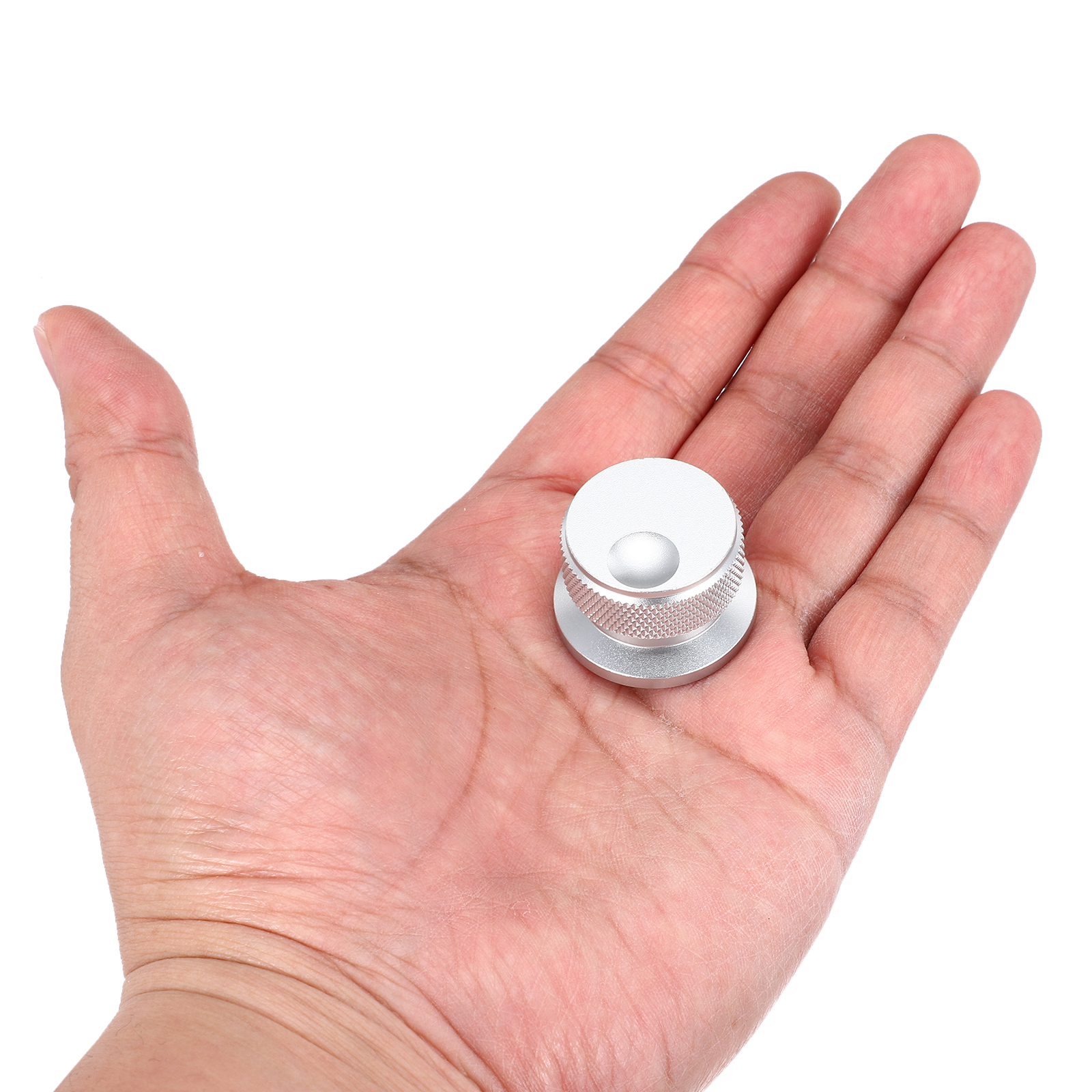 2 Pcs Aluminium Potentiometer Knobs, 1/4" (6mm) Universal Volume Tone Control Knobs with Oval Groove Indicator, 4/5" Silver(30x20mm)