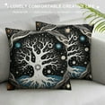 thumbnail image 3 of PRATYUS Tree of Life Pillow Covers, Sun And Moon Throw Pillow Covers, Gothic Bohemian Cushion Covers, Trippy Galaxy Stars Decorative Square Pillow Cases Bedroom Decor, White And Black 18x18in, 3 of 5