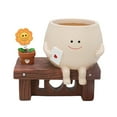 thumbnail image 1 of Maceta con Forma de Cara Sonriente, Diseño de Girasol Sentado, de Resina, Ideal para Interiores y Exteriores., 1 of 5
