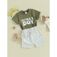 thumbnail image 2 of Bagilaanoe 2pcs Toddler Baby Boys Shorts Set Letter Print Short Sleeve T-Shirt Tops + Shorts 6M 12M 18M 24M 3T Kids Casual Summer Clothes, 2 of 8