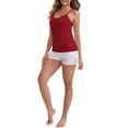 thumbnail image 2 of INSPIRE CHIC Women's Spaghetti Straps Flowy Swing Camisole with Padded Comfortable Long U-Neck Wrinkled Tank Top M Wine Red, 2 of 6