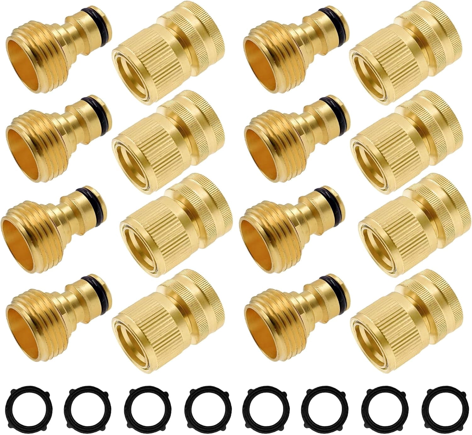 Brass Garden Hose 4 Way Splitter Heavy Duty Quick Connect Fitting Bundle