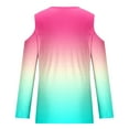thumbnail image 4 of Kaemgyyd Cold Shoulder T-Shirt for Women Casual Trendy Gradient Long Sleeve Tunic Tee Hollow out Tops Fall Fashion Clothing, 4 of 5