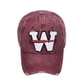 thumbnail image 3 of GDREDA Summer Baseball Caps Casual Simple Solid Colour Broken Holes Washed Net Cap Tongue Hat Sunscreen Sun Hat Baseball Cap，Red, 3 of 4