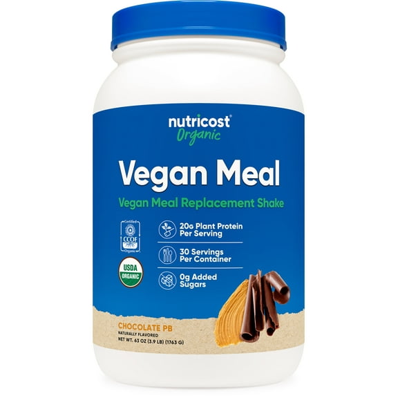 Nutricost Organic Vegan Meal Replacement Shake Powder (Chocolate Peanut Butter) - Certified USDA Organic and Gluten Free