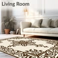 thumbnail image 2 of ODIKA 6'x9' Machine Washable Non-Slip Area Rug, Luxurious Damask Medallion Swirl Trellis Lattice High Traffic Rug, Brown, 582744, 2 of 7