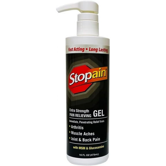 Stopain Pain Relief Gel 16oz, USA Made, Max Strength Fast Acting With Menthol, MSM, Glucosamine For Joint Pain, Back Pain, Arthritis, Knee, Neck Pain, HSA FSA Approved OTC Topical Analgesic Product