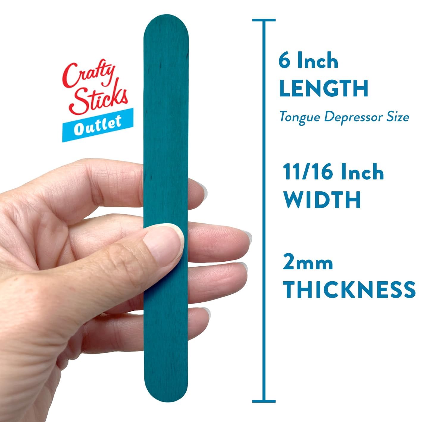 CraftySticks- 1000 Pack, 6 Inch Blue Color, Jumbo Wood Popsicle Sticks for Crafts, Home, School Art, Building, Learning, Wood Tongue Depressor Size