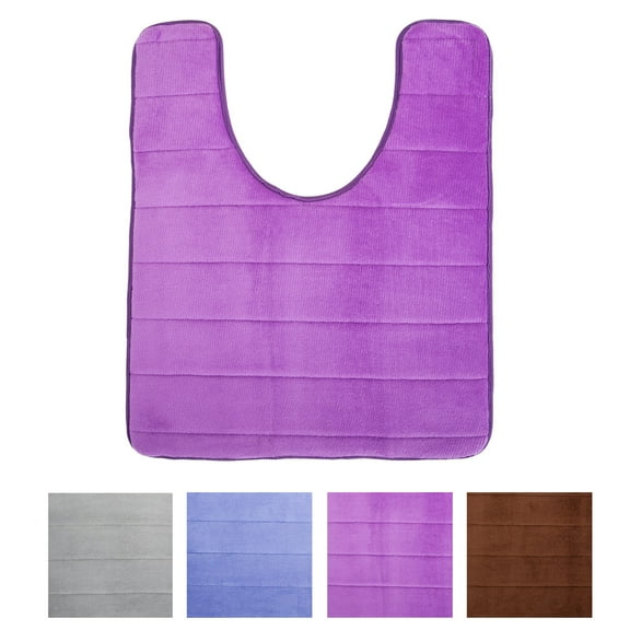 DODOING Memory Foam Toilet Bathroom Rugs U-Shaped Contour Toilet Mat, Non Slip, Machine Washable, Absorbent, Super Cozy Velvet Bathroom Toilet Carpet, 20 inches X 24 inches Contour