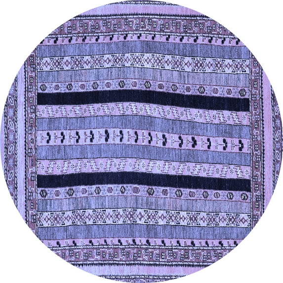 Ahgly Company Indoor Round Abstract Blue Modern Area Rugs, 7' Round